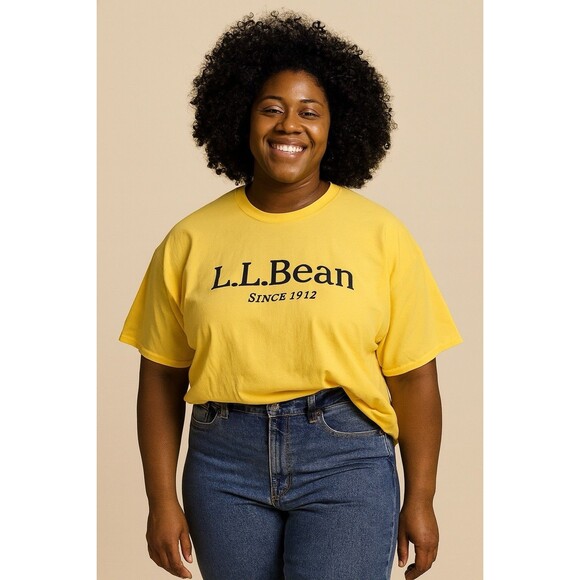 L.L. Bean T-Shirt XXL Yellow Traditional Fit Crewneck Short Sleeve Cotton T - Picture 1 of 8